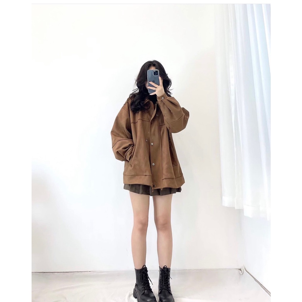 Áo khoác da lộn 2 lớp khóa kéo Aodalon024_P4K7