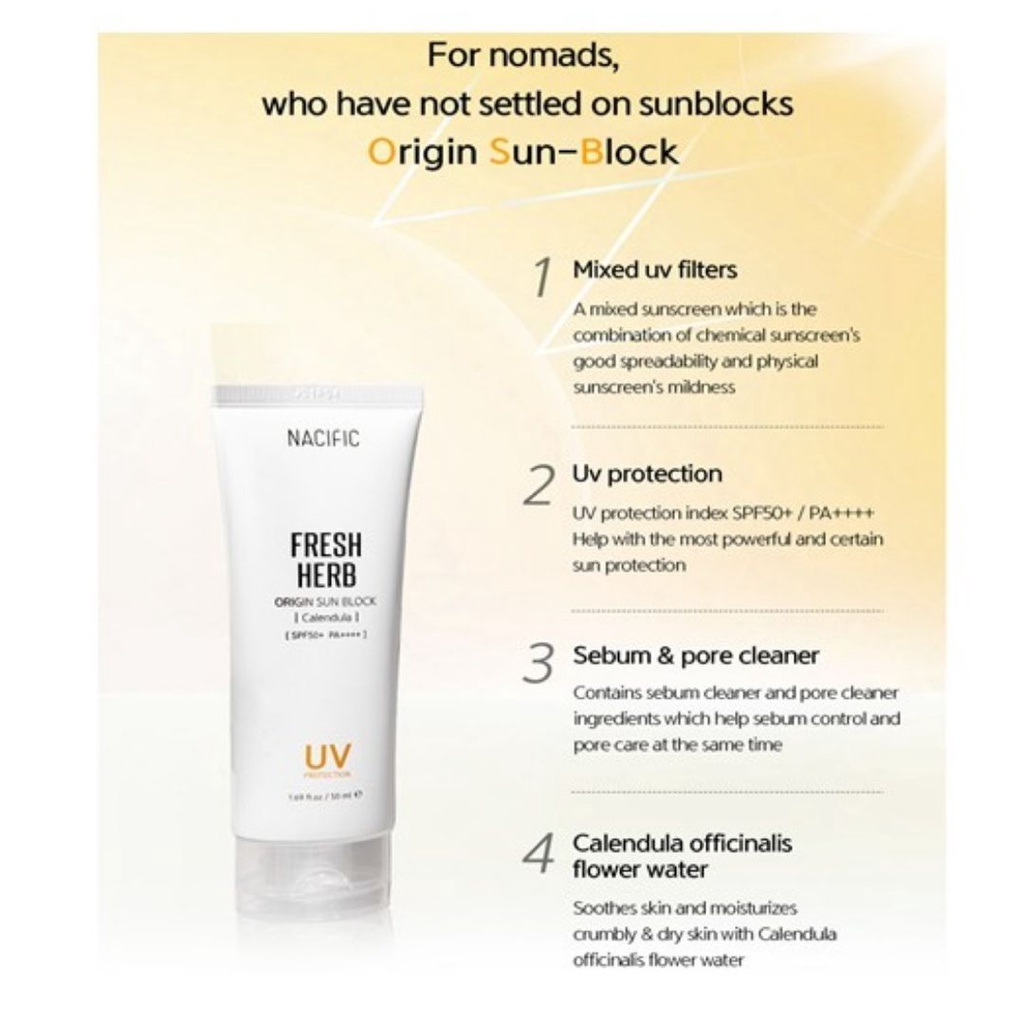 Kem chống nắng Nacific Fresh Herb Origin Sun Block Calendula