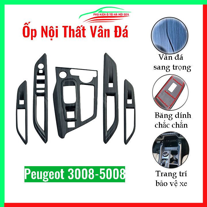 Ốp nội thất cho xe ô tô Peugeot 3008-5008 vân đá nhựa ABS bảo vệ chống trầy xước và làm đẹp xe