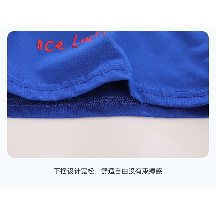 Áo thun cộc tay bé gái chính hãng LITTLE MAVEN - mẫu ATE036 ÁO MÀU XANH ĐẮP HÌNH KEM ICE LOLY