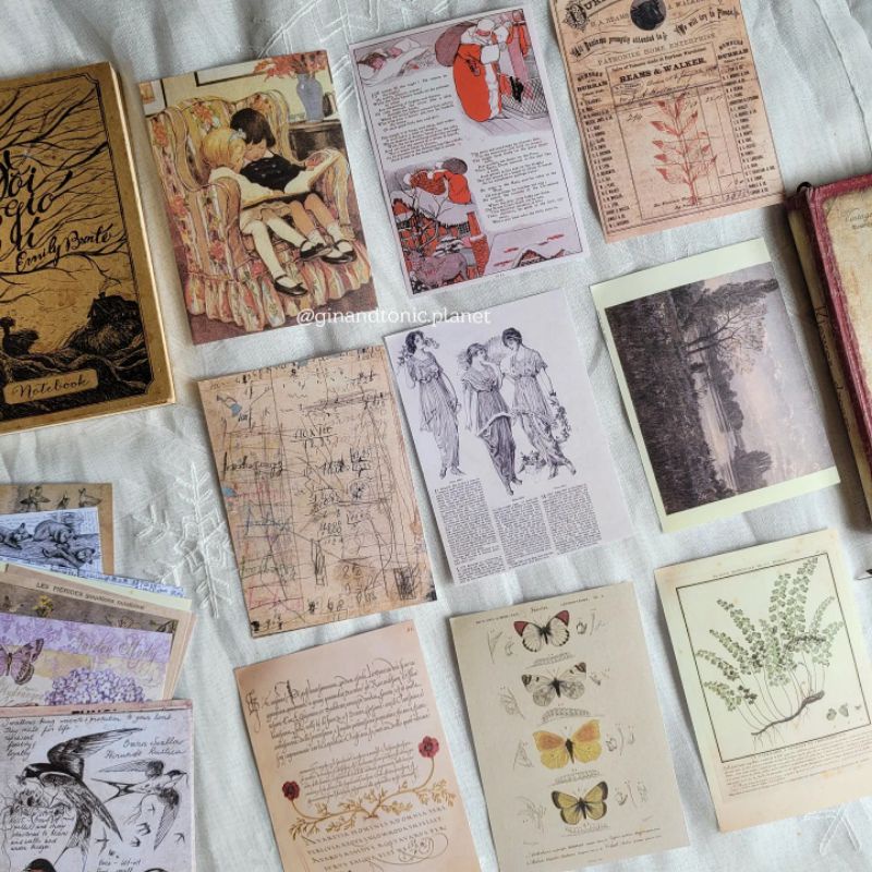 Giấy nền trang trí retro nhiều chủ đề dùng decor vintage journal và junk journal - ginandtonic