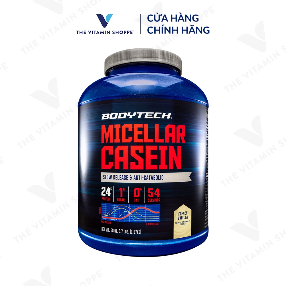 XẢ HÀNG DATE 30/11/2023 Bột hỗ trợ tăng cơ Micellar Casein BodyTech  - French Vanilla tập gym thể thao 837gr