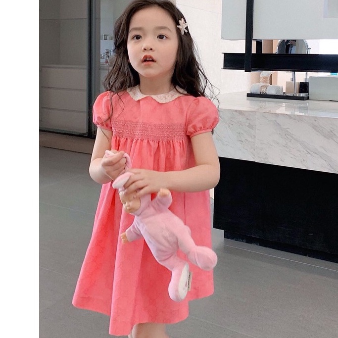 VAY45 - Váy bé gái, váy thô xòe bo ngực, cổ cánh sen cho bé gái từ 13-28kg, Richkid123