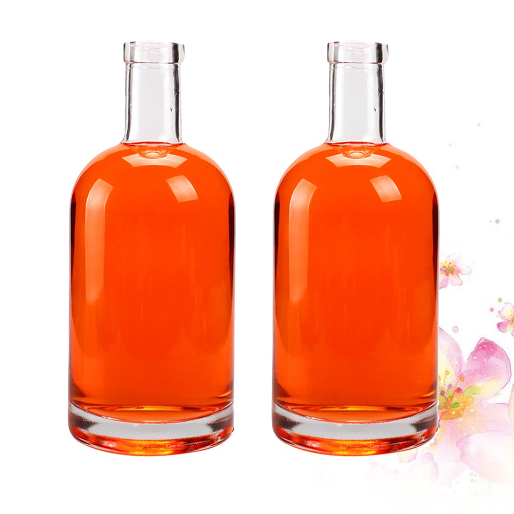 2PCS Vodka Liquor Wine Bottle Thickened Transparent Glass Whiskey Bottle - 375ml