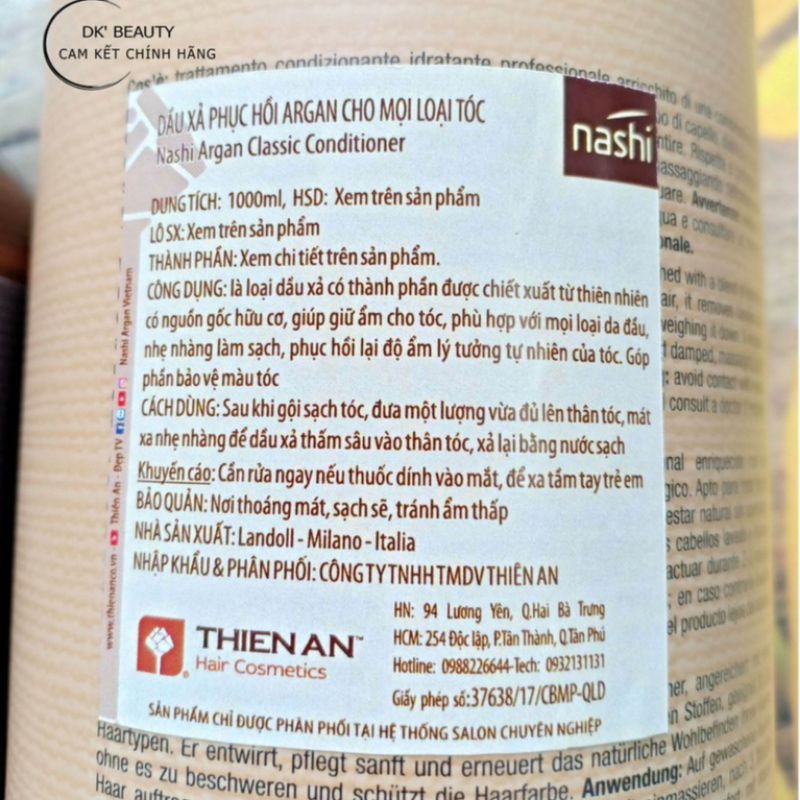 🌞Dầu Gội Cân Bằng Nashi Argan Dành Cho Tóc Dầu, Gàu, Khô - 1000ml