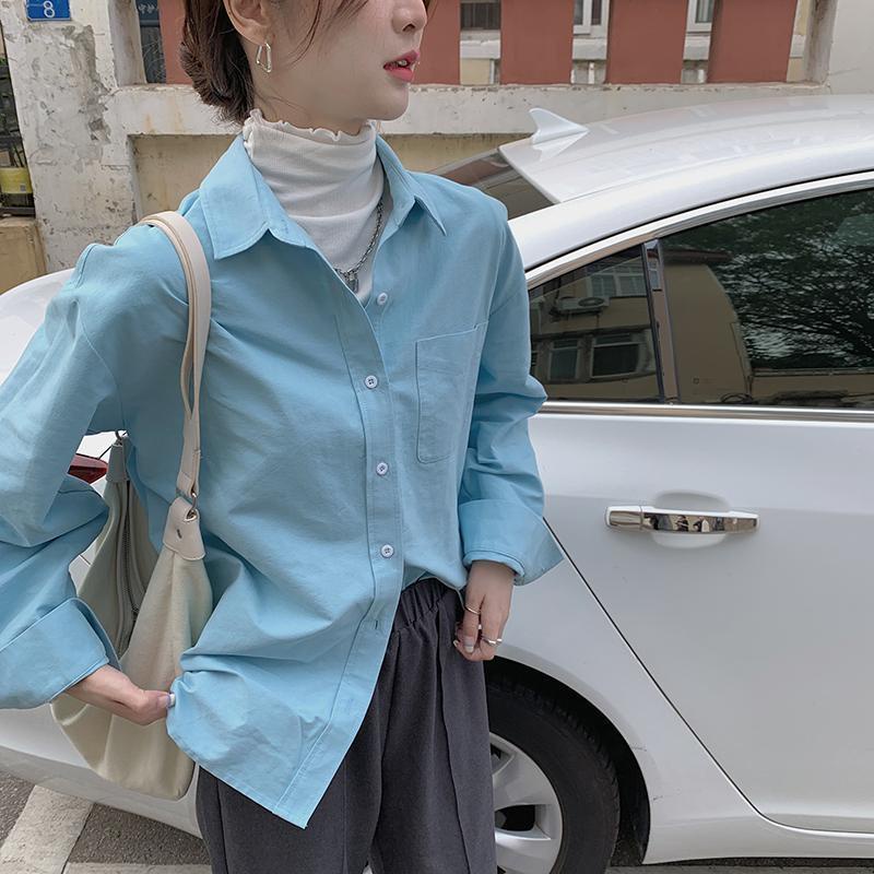 COZOK Áo sơ mi tay dài dáng rộng thời trang cá tính cho nữ