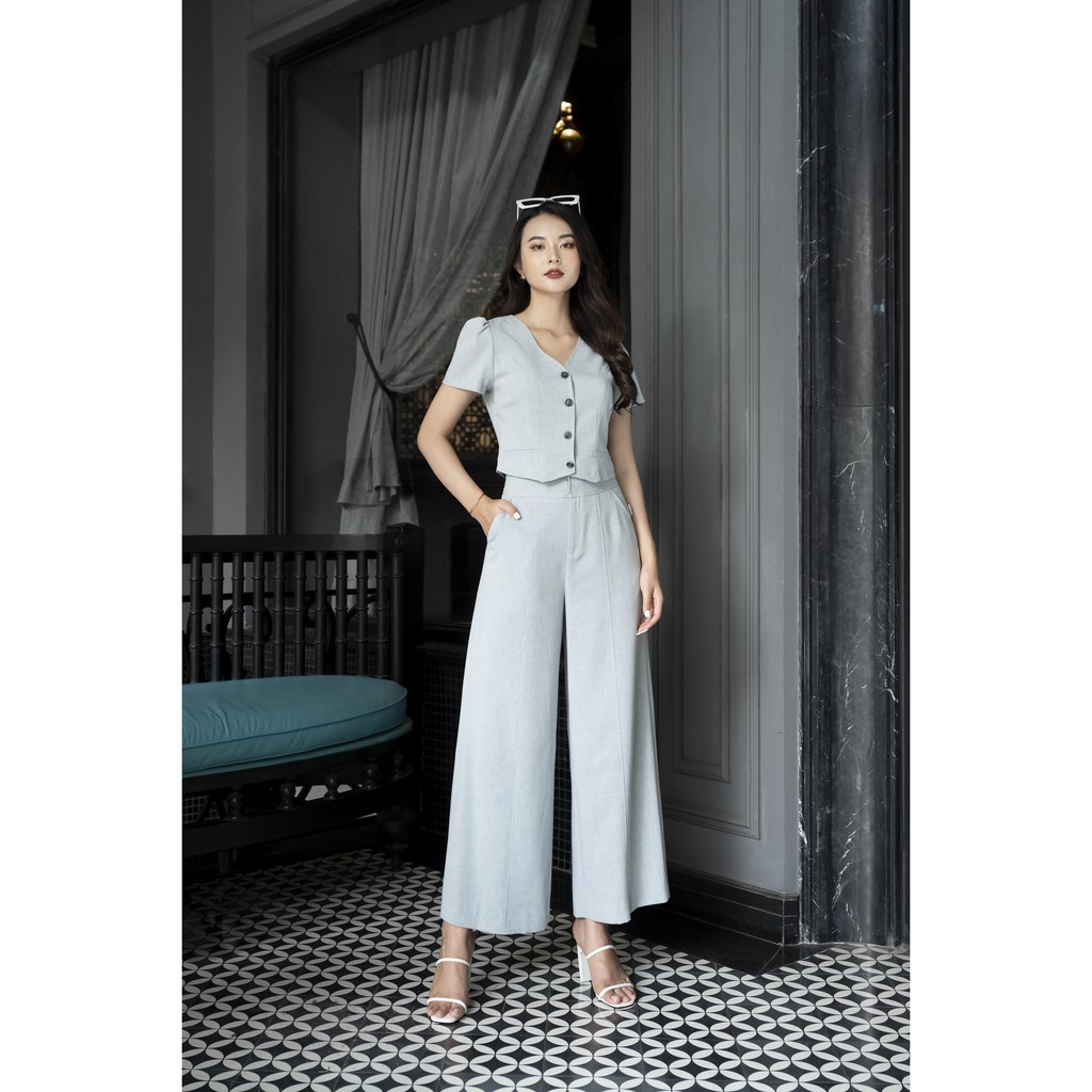 Áo sơ mi cổ tim, cài cúc, túi giả Emspo SMS2626