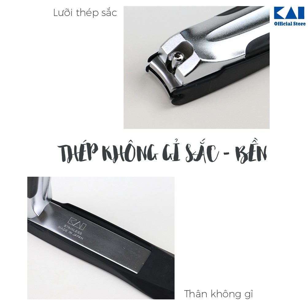 Bấm móng tay Nhật KAI HC1800 mạ bạc sang chảnh - Kèm dũa và đựng móng thừa - BH 12 tháng 1 ĐỔI 1