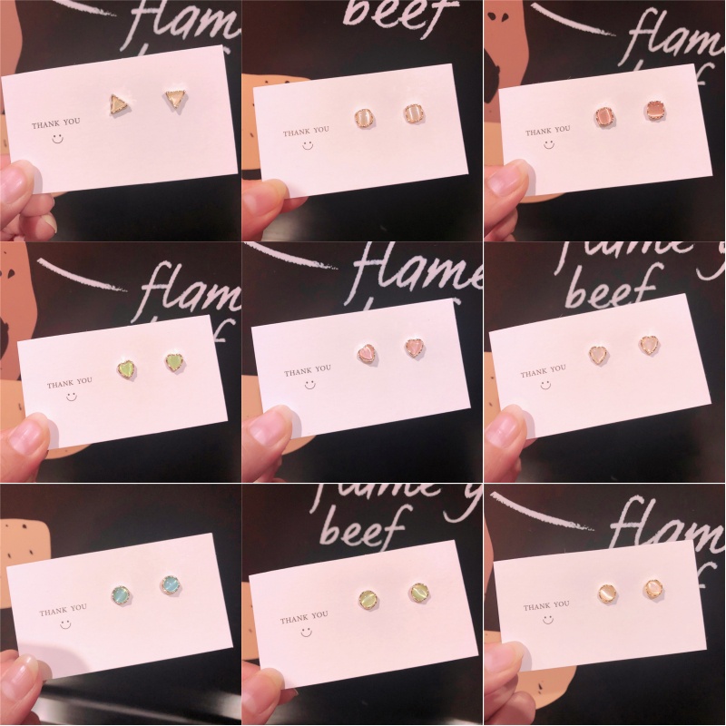 Khuyên tai đính đá opal tùy chọn màu sắc thời trang dành cho nữ