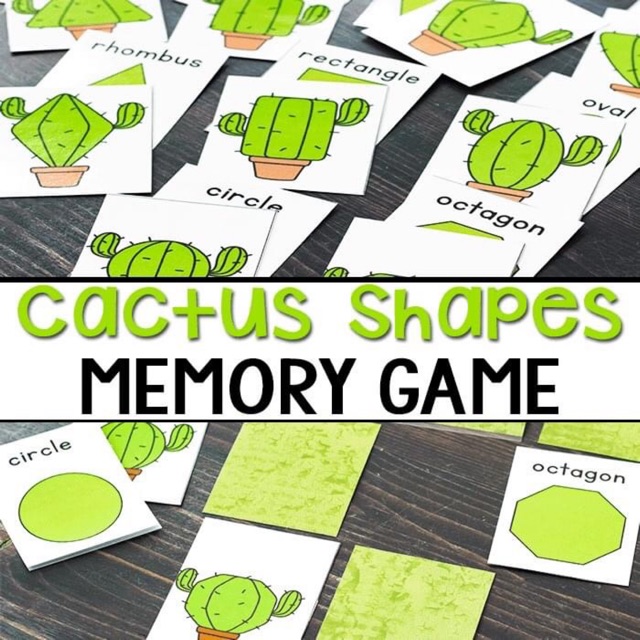 Học liệu : Trò chơi hình khối xương rồng - shapes memory game