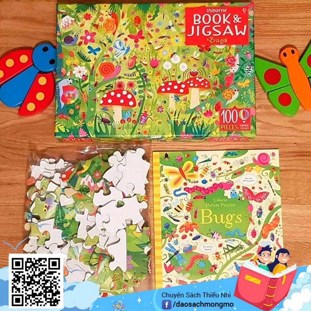 Bộ Xếp Hình Cho Bé Usborne Puzzle B00k and Jigsaw Bugs