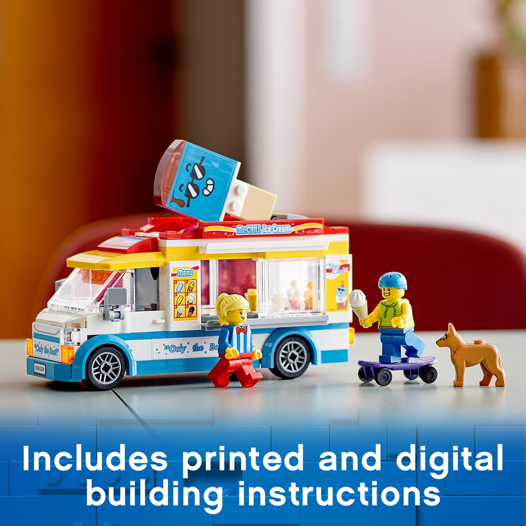 LEGO CITY 60253  Xe Tải Bán Kem ( 200 Chi tiết) Bộ gạch đồ chơi lắp ráp giao thông cho trẻ em