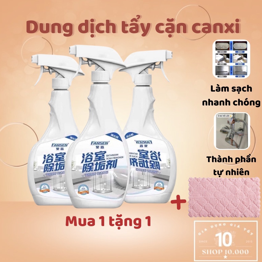 Dung dịch tẩy rửa nhà tắm, vòi inox, cặn canxi nhà tắm chai xịt 500ml