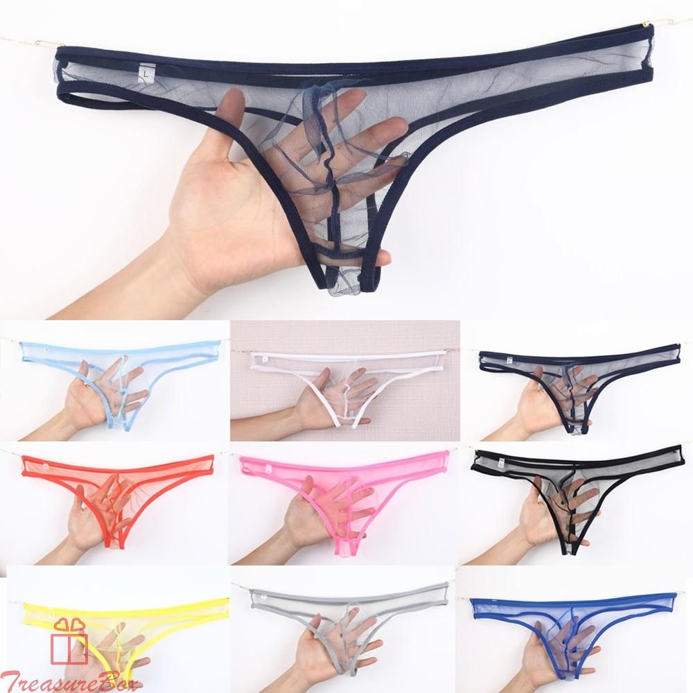 Men\'s Briefs Sexy Thong Comfortable Low-Waist Pouch See-Through Underwear