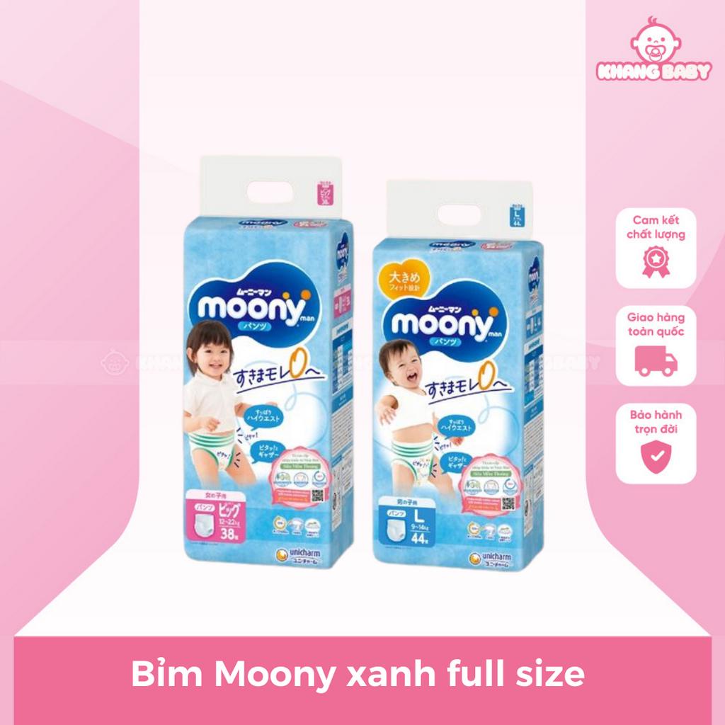 Bỉm Moony xanh dán/quần NB90/S84/M58/M64/L44/XL38 - Shop Khang Baby