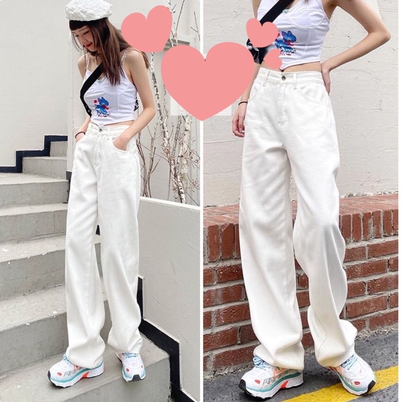 Quần baggy ống rộng trắng