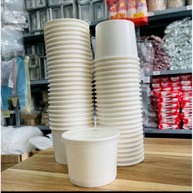 #Sỉ lẻ# Tô giấy  kèm nắp 450ml đựng cháo dinh dưỡng, đồ ăn nhanh, xôi, soup dùng 1 lần - an toàn vệ sinh