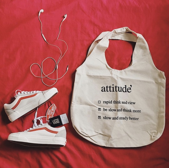 Túi Tote Vải Canvas đeo chéo đeo vai Đựng Đồ Cỡ Lớn Atitude Cực Hot
