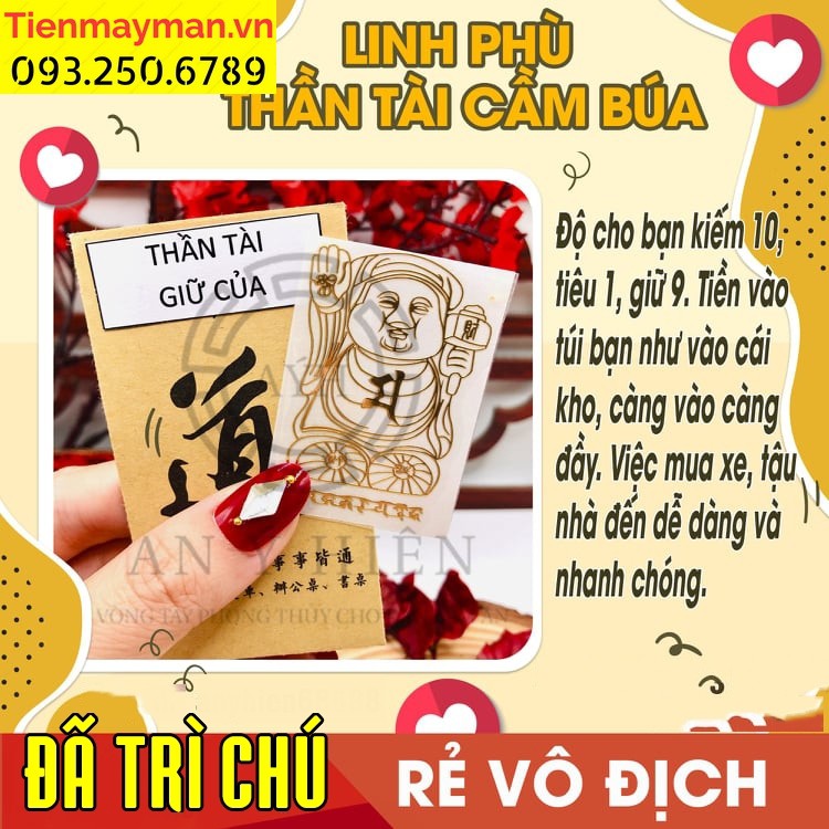 Miếng dán điện thoại phong thuỷ ý nghĩa, linh phù THẦN TÀI CẦM BÚA, giữ của cho bạn, giúp bạn tiết kiệm