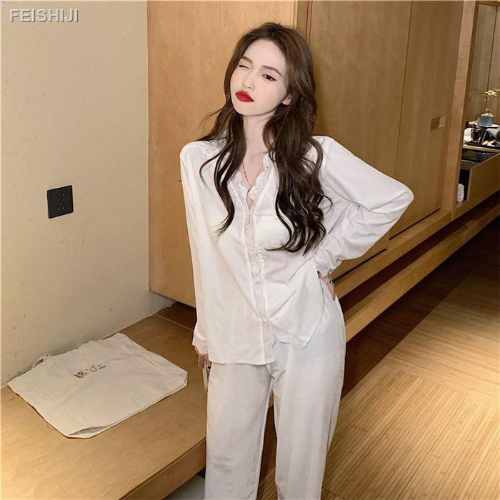 Bộ đồ ngủ tay dài chất nhung phong cách Hàn Quốc thời trang thu đông cho nữ hàng có sẵn Nhiều mẫu