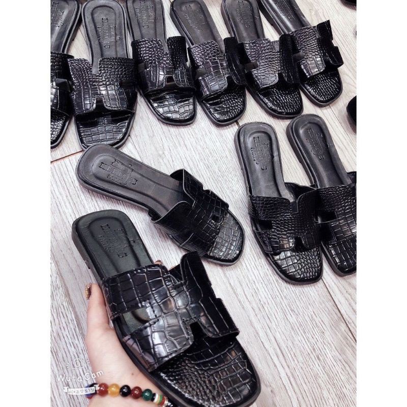 Dép lê H rắn , dép da sần thời trang nữ siêu bền đẹp