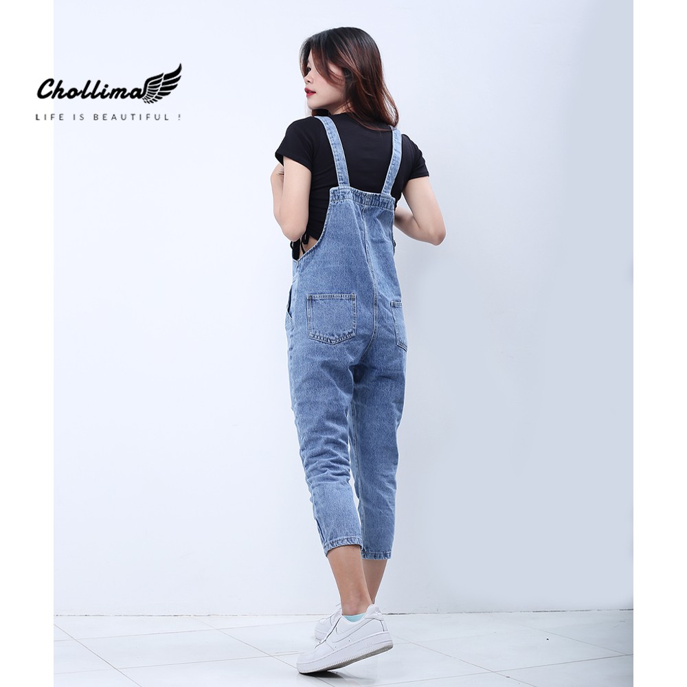 [Mã WABRLOW5 giảm 15% đơn 300K] Quần yếm jean dài nữ Chollima túi đồng hồ rách gối YJ005 | BigBuy360 - bigbuy360.vn