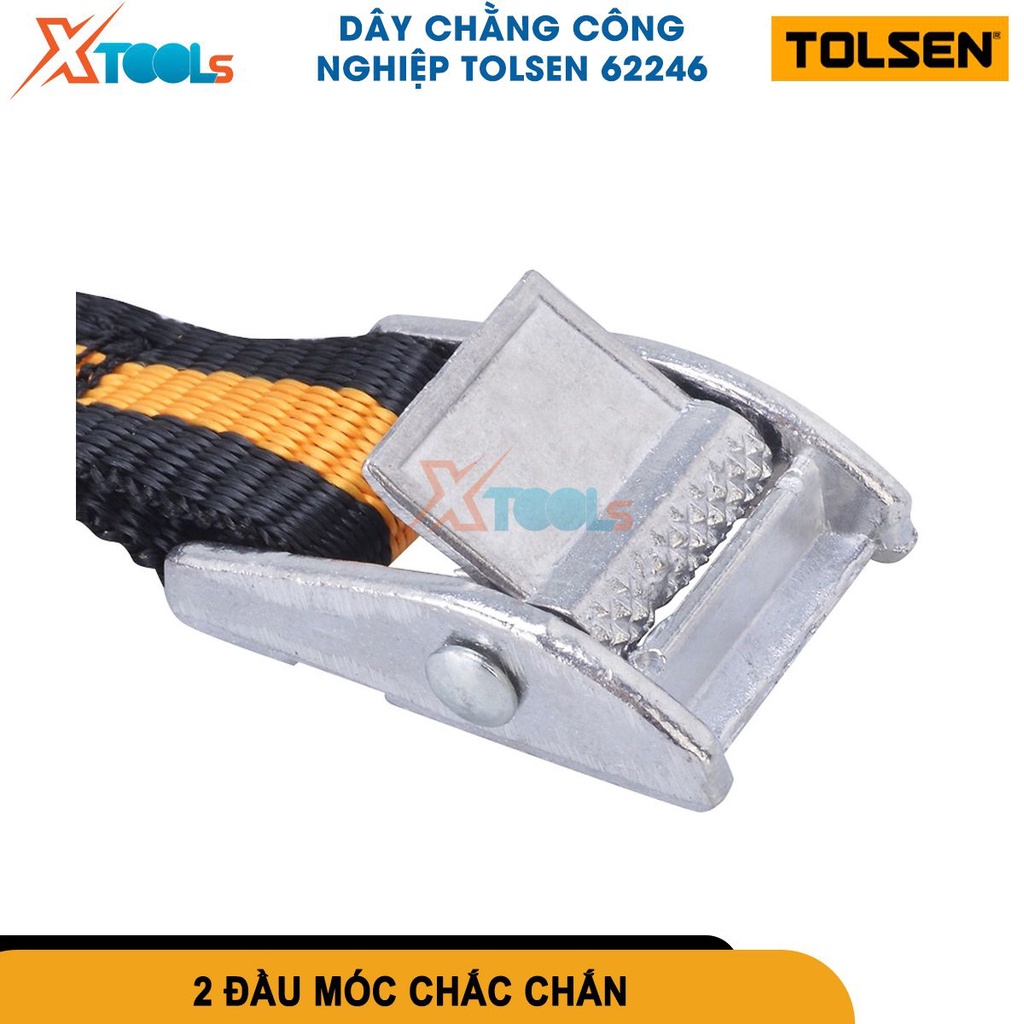 Bộ 2 dây chằng công nghiệp từ 2,5m-5m TOLSEN, kẹp bằng móc sắt, chất liệu dây bằng vải độ đàn hồi cao[CHÍNH HÃNG]XTOOLS]