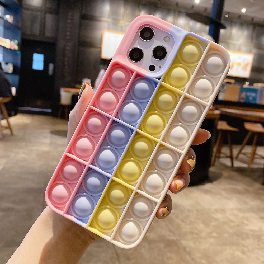 Vỏ điện thoại silicone chống căng thẳng mô hình cầu vồng cho iphone 7 8 Plus X XR XS MAX 11 Pro Max 12 Pro Max