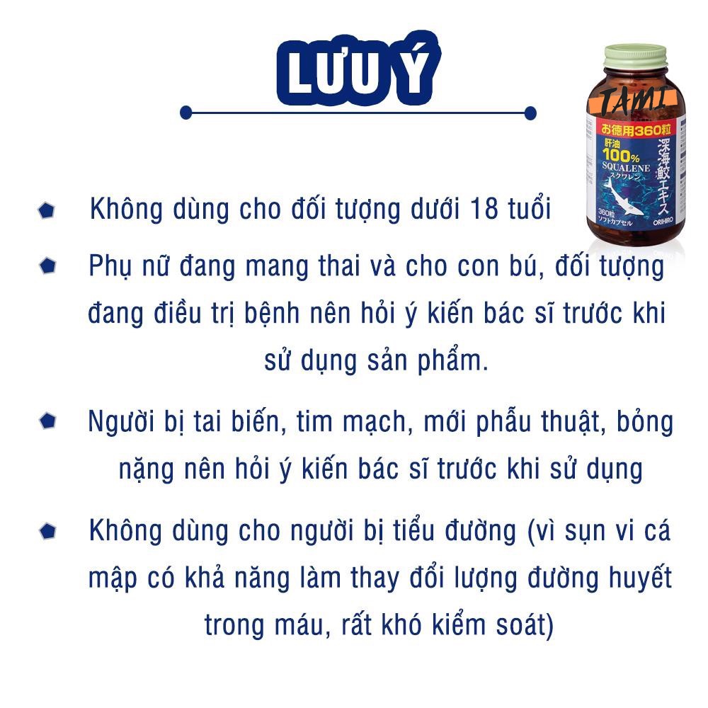 Viên uống dầu gan cá mập ORIHIRO Squalene Nhật Bản hỗ trợ xương khớp, tim mạch 360 viên/lọ TM-OR-SQU01