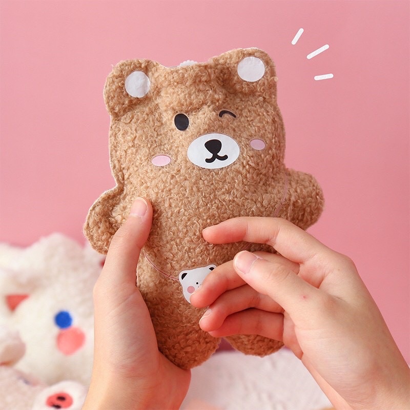 Túi chườm nóng lạnh lông xù 350ml sưởi ấm bụng đa năng, Túi sưởi chườm ấm bụng nhiều mẫu xinh xắn