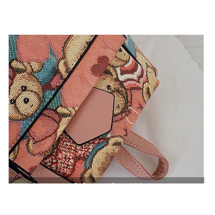 Ba Lô Da Mini Chuwanglin Hình Gấu Đa Chức Năng Cho Nữ