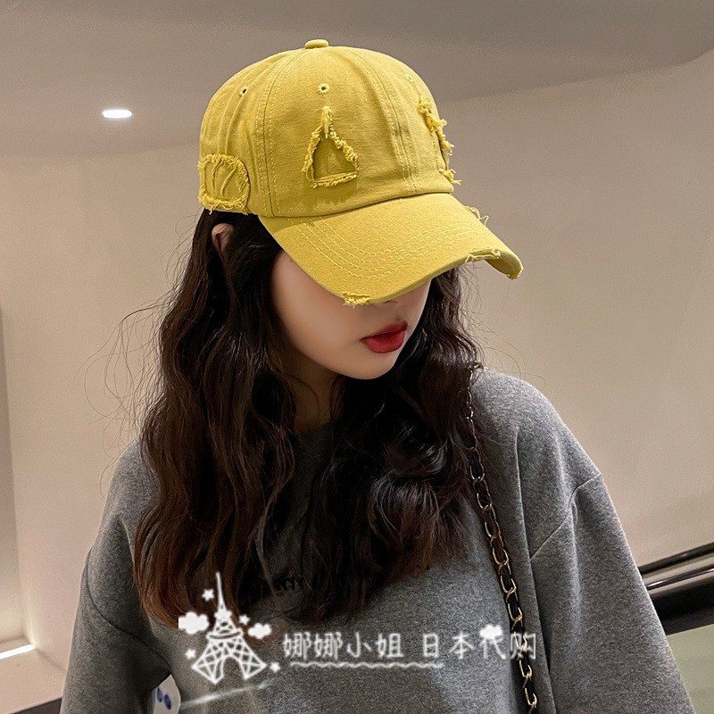 Mũ Lưỡi Trai Màu Trơn Mềm Mại Thiết Kế Rách Cá Tính Thời Trang Cho Nam Và Nữ