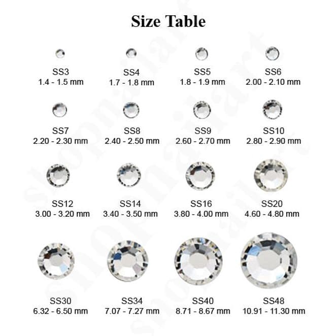 Swarovski (6 Size) Swarovski Crystal Hotfix Art 2078 - Aquamarine (6 Kích Cỡ)