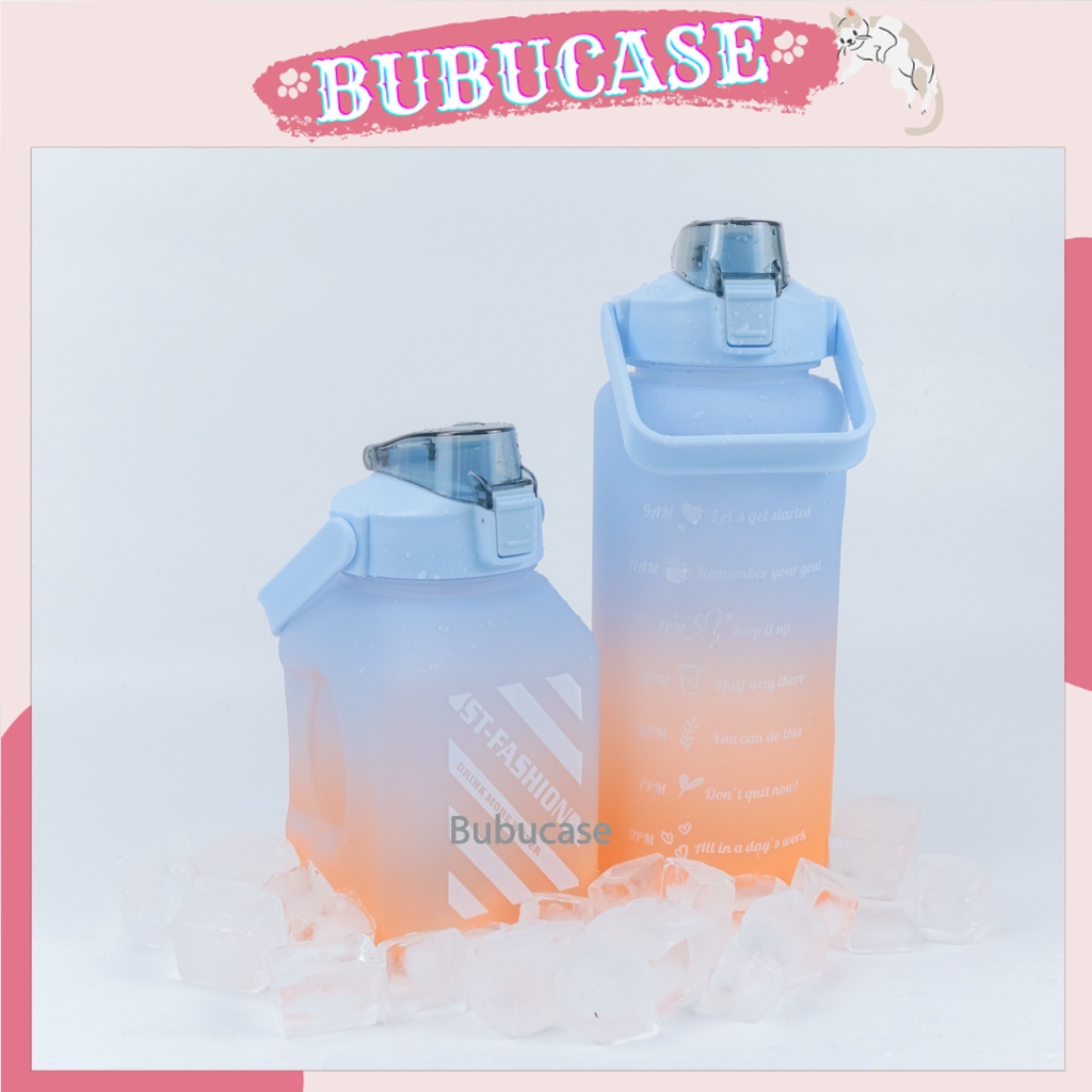Bình đựng nước thể thao dễ thương có vạch báo giờ uống nước 2L 1,5L