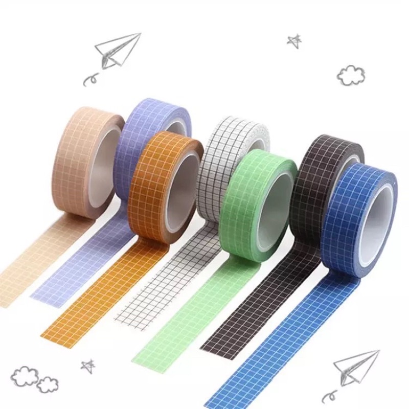 [Mã LIFEB04ALL giảm 10% tối đa 15K đơn 0Đ] (Chiết)(KHÔNG BÁN CẢ CUỘN) Băng dính washi tape hoạ tiết caro kẻ sọc đơn sắc