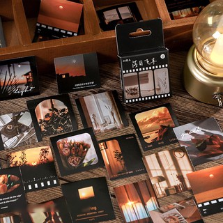 Hộp 46 chiếc sticker PHONG CẢNH CUỘC SỐNG ĐƯỢM BUỒN nhẹ nhàng vintage trang trí góc học tập, bullet journal