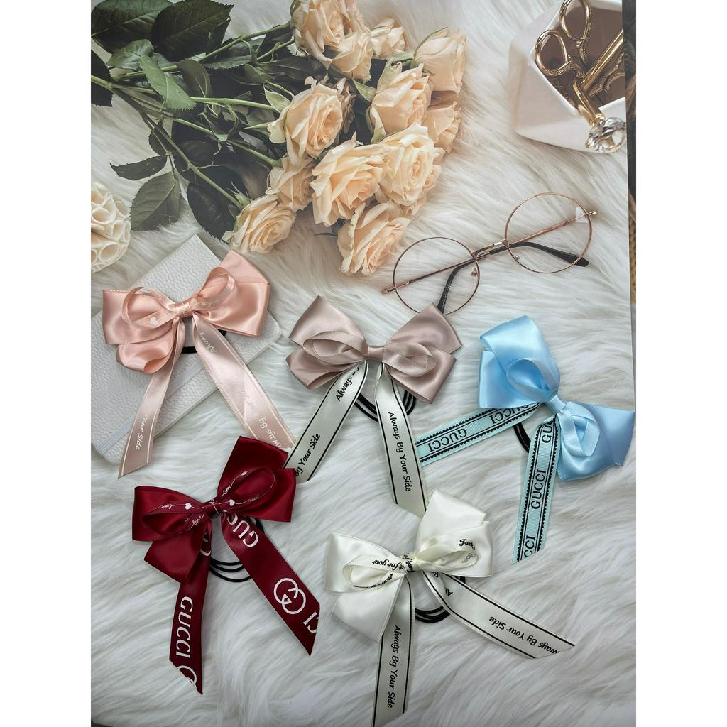 Dây Chun Buộc Tóc Co Giãn Đính Nơ Vải Satin Phong Cách Hàn Quốc (CC6)