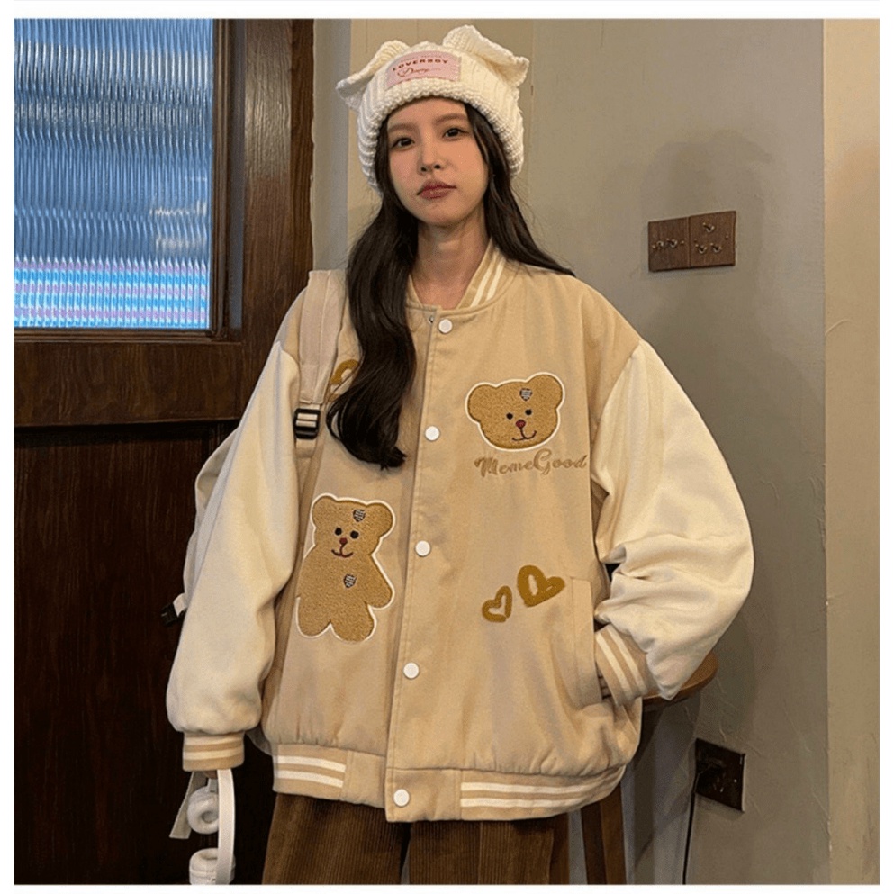 Áo Khoác Bomber Nữ Chất Nỉ Pe Sịn Mịn Hình In Gấu Đẹp 2 Màu Dễ Chọn Mặc Đẹp Thoáng Mát [NEW UNISEX]