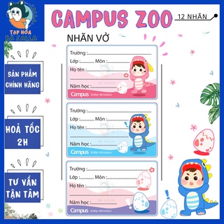 Nhãn Vở Zoo Campus [12 nhãn/túi]