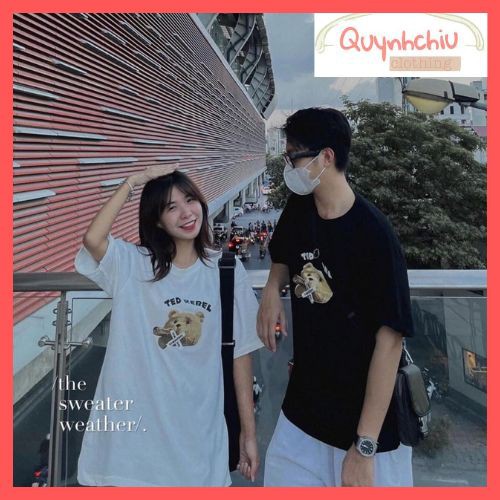 Áo thun Unisex - Áo thun tay lỡ FREESHIP Áo phông form rộng freesize hình gấu Ted.dy (có ảnh thật)