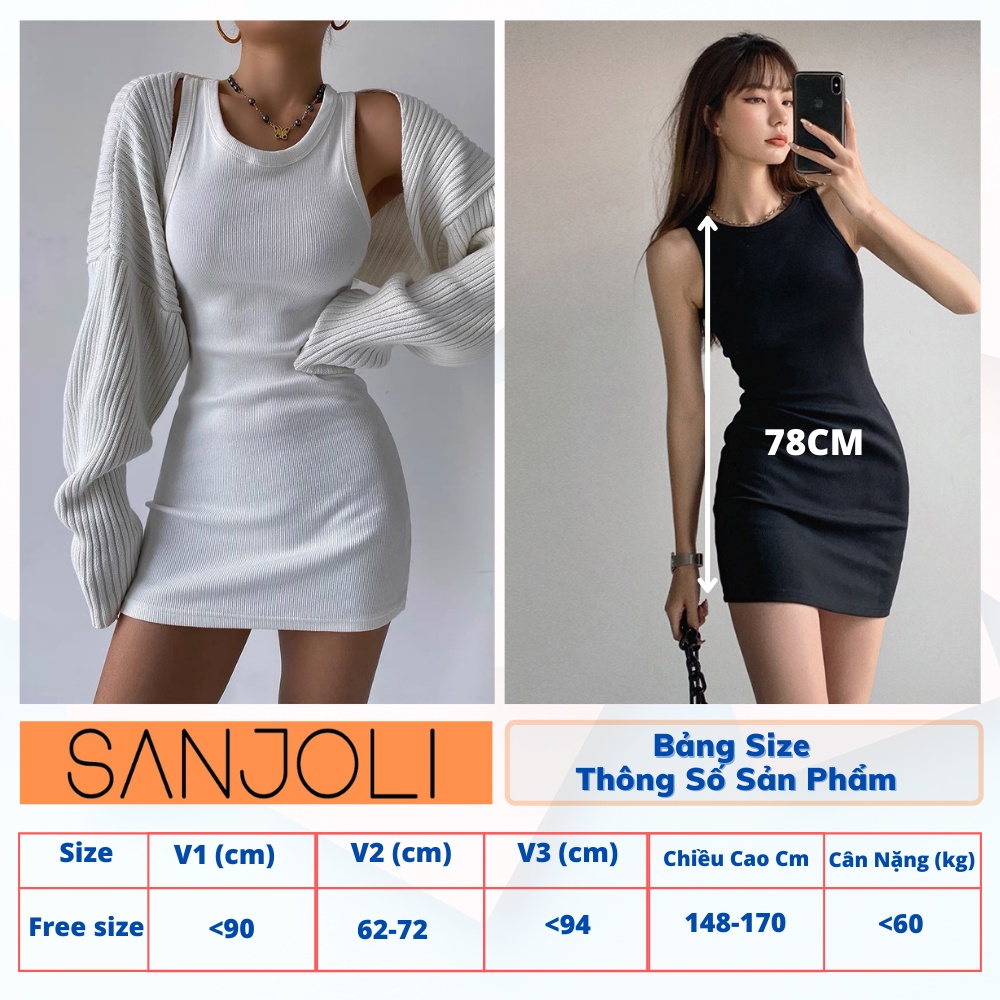Váy Body Sexy SANJOLI Đầm Body Ôm Eo Sát Nách Thiết Kế Thun Gân Sexy Năng Động Đi Dự Tiệc Sang Trọng VD066 | BigBuy360 - bigbuy360.vn