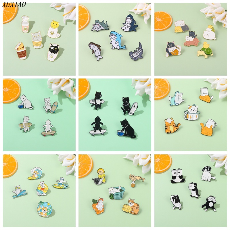 Set 4-5 Ghim Cài Áo Hình Mèo Dễ Thương