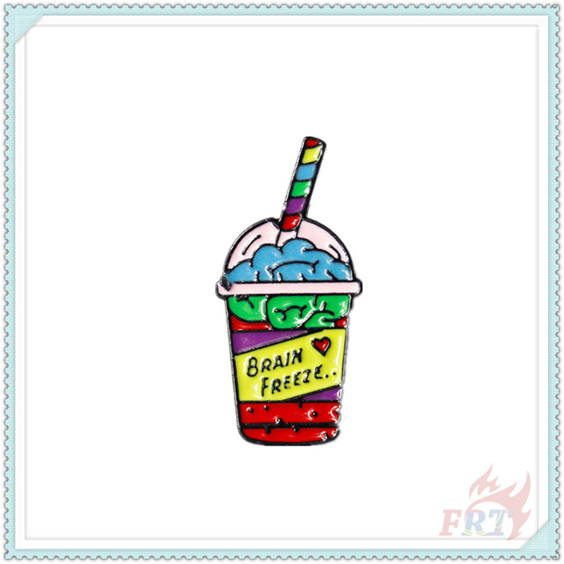 ★ Brain Freeze  - Ice Cream Drinking Brooches ★ 1Pc Rainbow Frappuccino Fashion Doodle Enamel Pins Backpack Button Badge Brooch