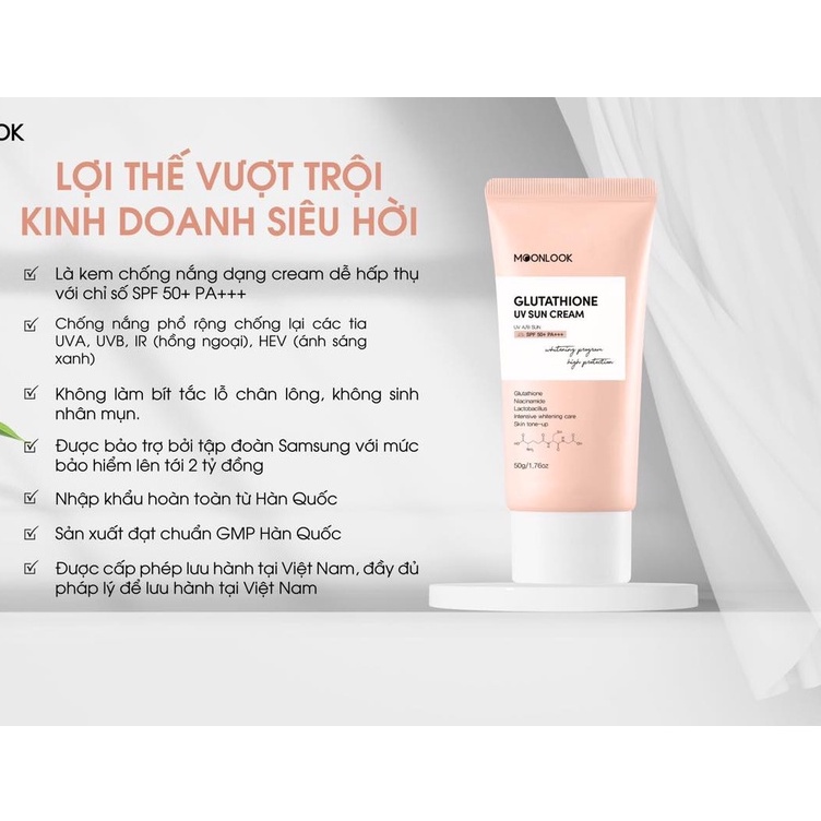 Kem Chống Nắng Trắng Da Moonlook SPA 50+ PA+++ 50g