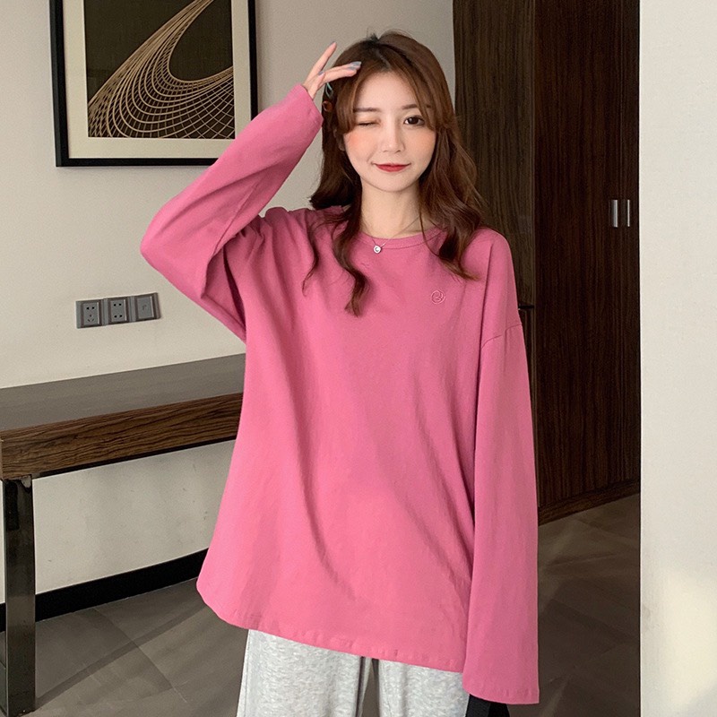 Áo Thun Trơn Tay Dài Màu Hồng Lapi VN, Form Rộng Unisex Phù Hợp Cho Cả Nam Nữ
