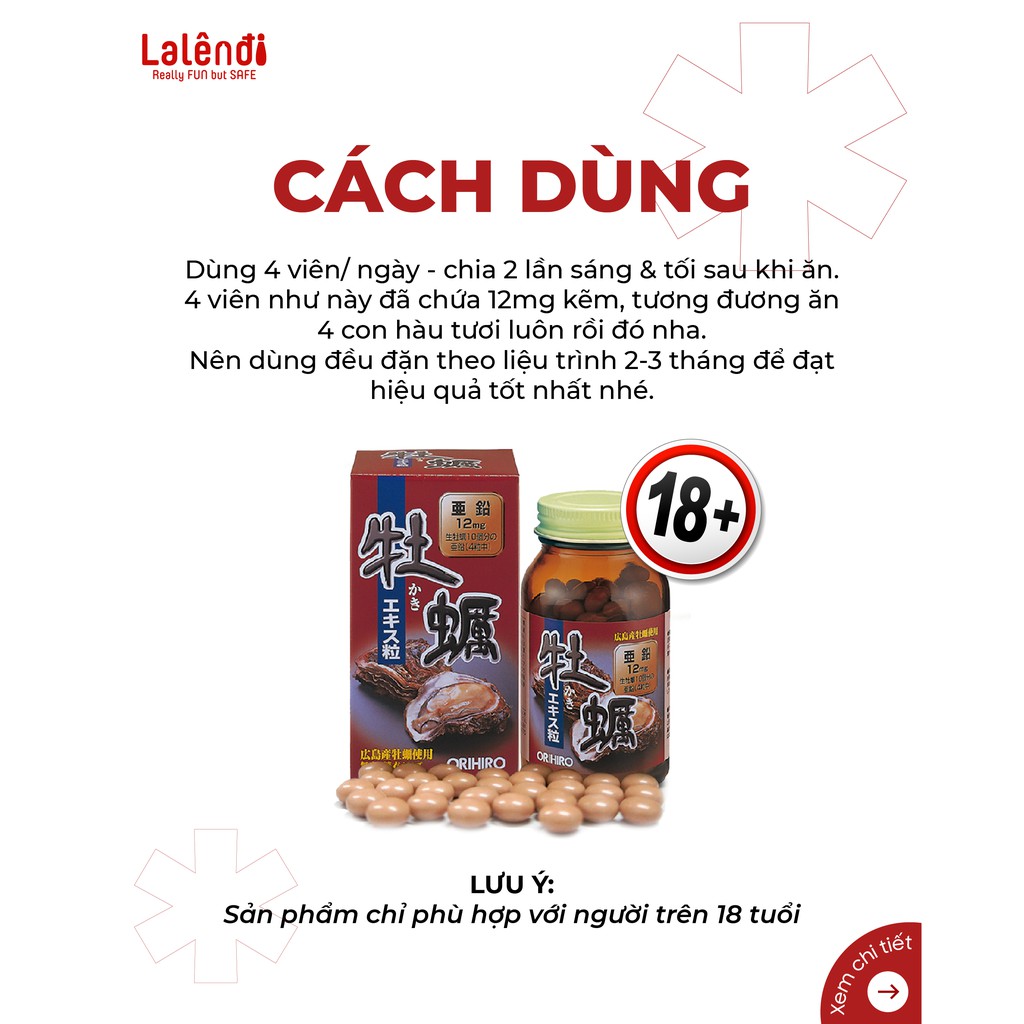 [Mã 66FMCGSALE hoàn 8% xu đơn 500K] TĂNG CƯỜNG SINH LÝ NAM | Tinh chất hàu tươi Orihio Nhật Bản 120 viên Lalendi Store | BigBuy360 - bigbuy360.vn