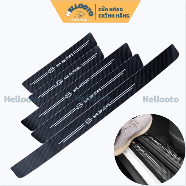 Nẹp Dán Vân Carbon Chống Trầy Xước Bậc Cửa, Bậc Cốp Sau Xe Ô tô - Logo KIA