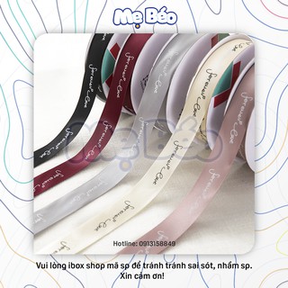 [Cuộn] Ruy băng lụa chữ 2,5cm Forever Love dài...m - bó hoa, gói quà, buộc nơ đẹp chất lượng tốt