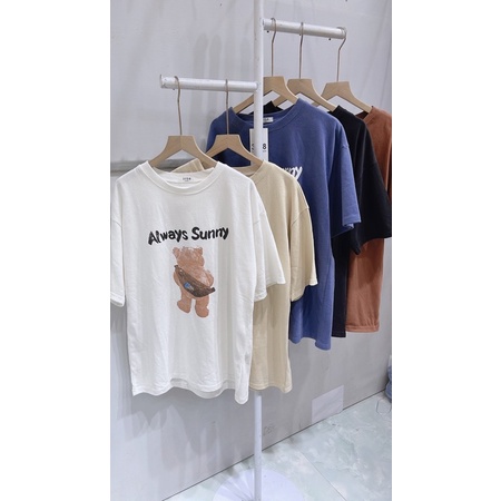 Áo phông thụng tuyết nhung gấu chữ SUNNY
