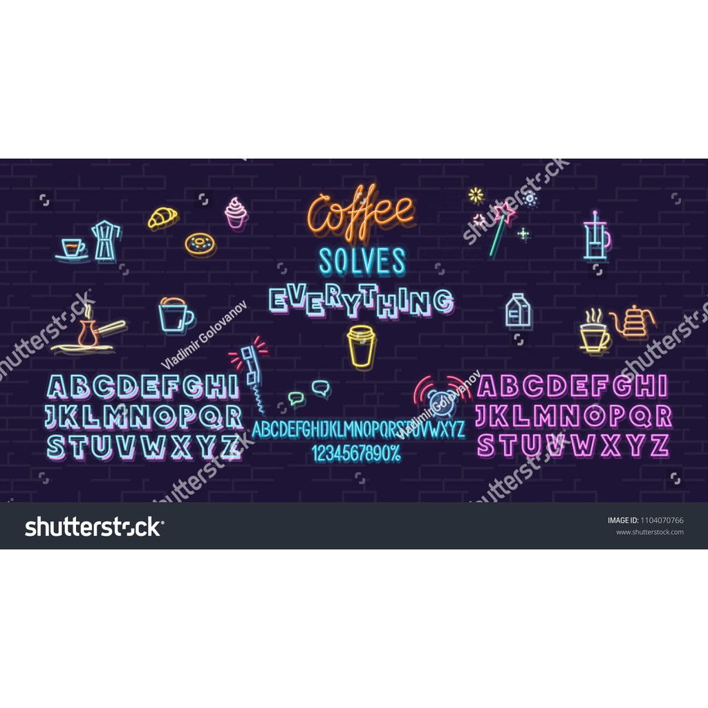 Tranh giả gạch họa tiết chữ Neon (Phát sáng) dùng cho hàng quán, cafe, trà sữa, trà chanh GNOEN 06